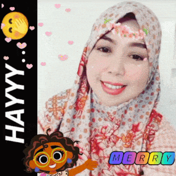a picture of a woman with a cartoon character and the words merry on it