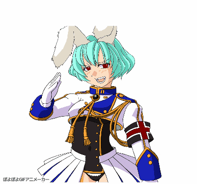 a cartoon drawing of a girl wearing bunny ears and a uniform