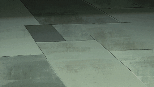 a cartoon drawing of a person standing on a tile floor