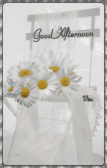 a card that says good afternoon and has daisies on it