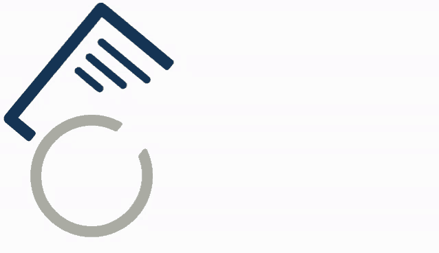 an icon of a comb and a circle with the letter c in the middle