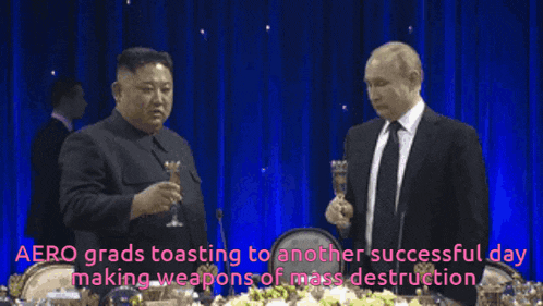 two men are toasting each other with champagne and the caption says aero grads toasting to another successful day