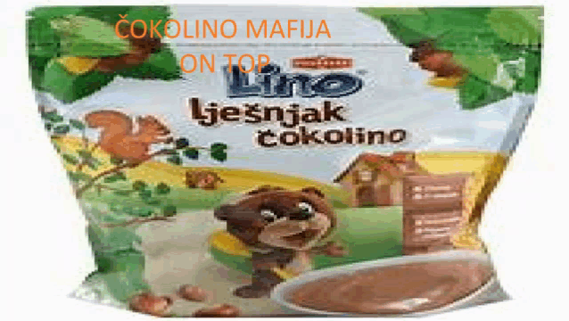 a bag of lino lješnjak kokolino with a cartoon bear on the front