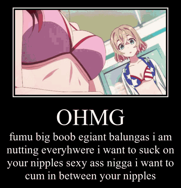 a poster with a picture of two girls and the words ohmg on it