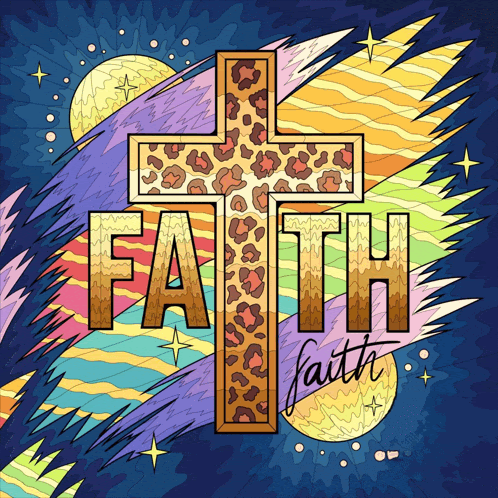 a cross with a leopard print and the word faith on it