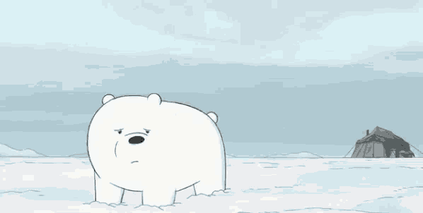 a cartoon of a polar bear standing in the snow with the words kamu jahat below it