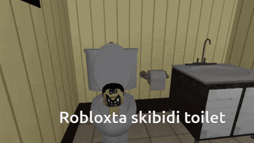 a toilet with a cartoon character on it and the words robloxta skibidi toilet below it
