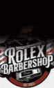 a logo for rolex barbershop with a car on it