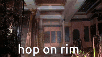 a large hallway with the words hop on rim written on it