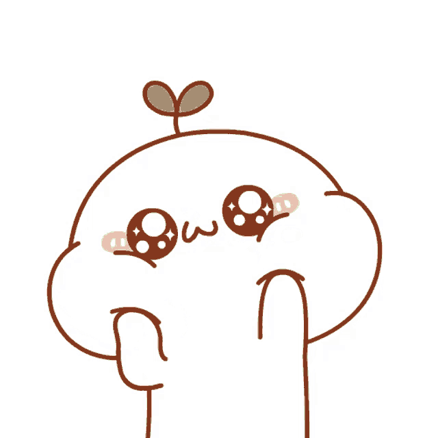 a drawing of a cartoon character with a plant growing out of it 's head