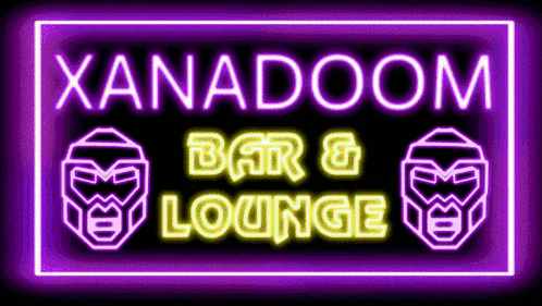 a neon sign for the xanadoom bar and lounge