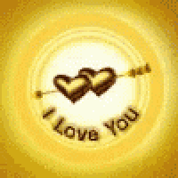 two hearts are connected by an arrow and the words `` i love you '' are written in a circle .