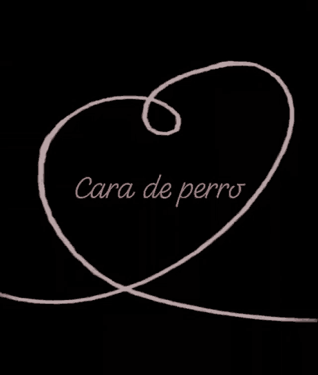 a drawing of a heart with the words cara de perro on it