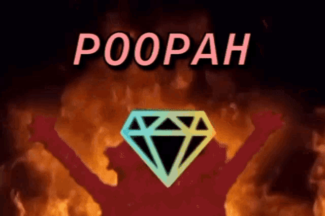 a person with their arms in the air with the word poopah above them