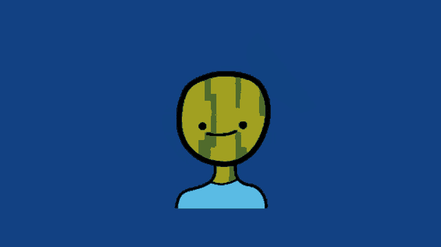 a cartoon drawing of a watermelon with a smile on its face