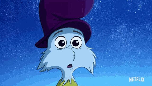 a cartoon cat in a hat with a netflix logo behind it