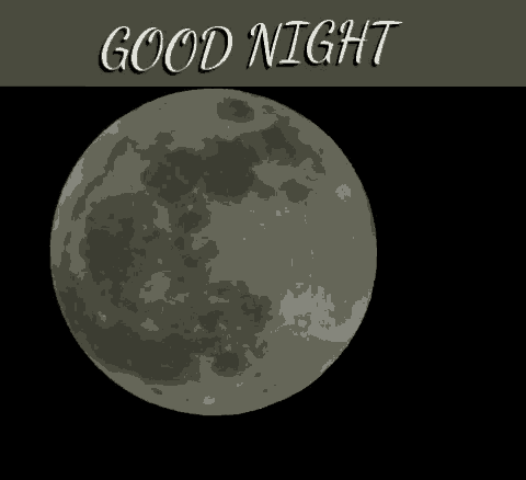 a picture of a full moon with the words " good night " below it