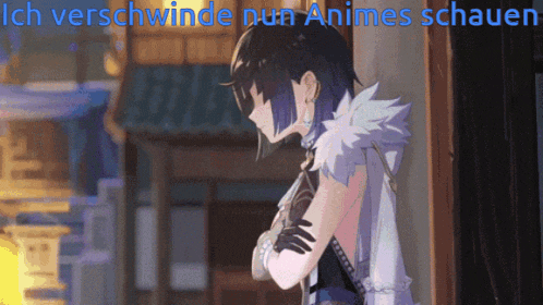 a picture of a girl with the words ich verschinde nun animes schauen