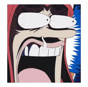 a close up of a cartoon character 's face with a mouth open