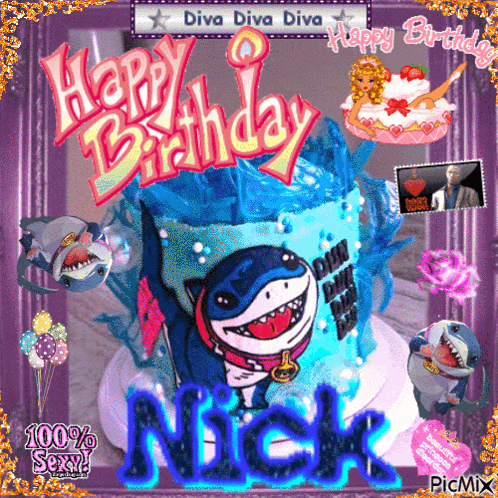 a picture of a birthday cake with the name nick