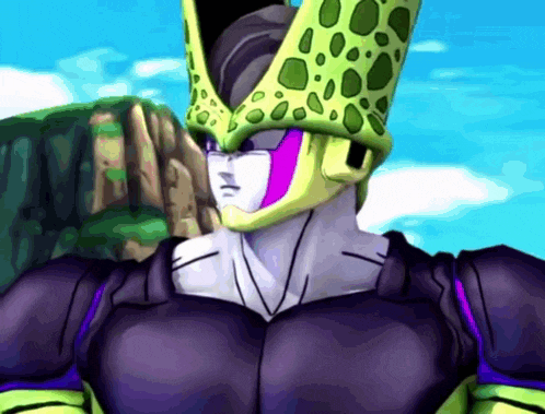 a close up of a cartoon character with a green helmet