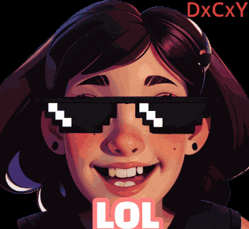 a cartoon girl wearing sunglasses with the word lol on the bottom