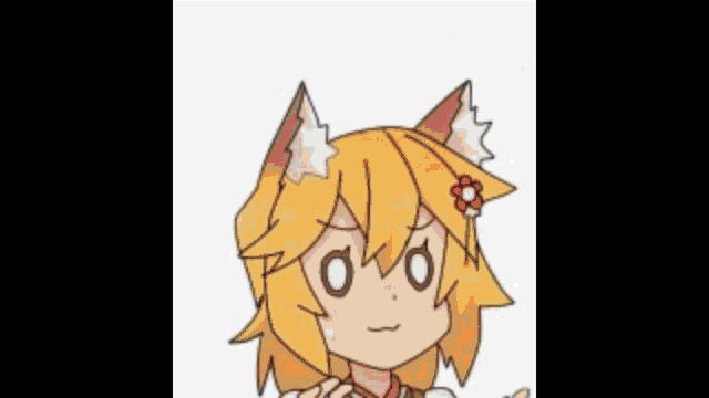 a cartoon of a girl with fox ears and a flower in her hair