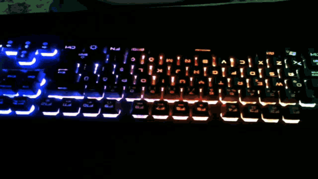 a person is typing on a keyboard with a blurred image
