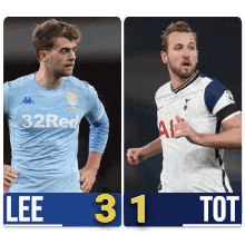two soccer players are shown with the score 31 tot