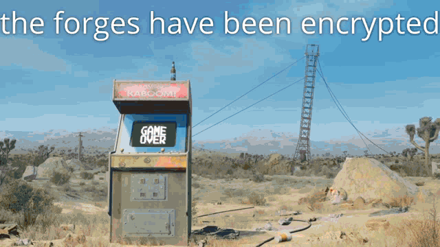 the forges have been encrypted with a picture of an arcade machine in the background