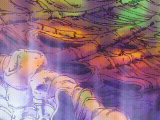 a close up of a colorful drawing of a snake