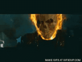 a picture of a ghost rider with the words make gifs at gifsoup.com under it