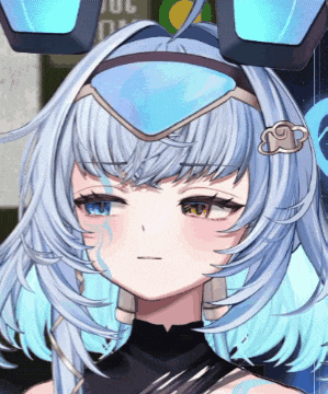 a close up of a girl 's face with a bunny ear