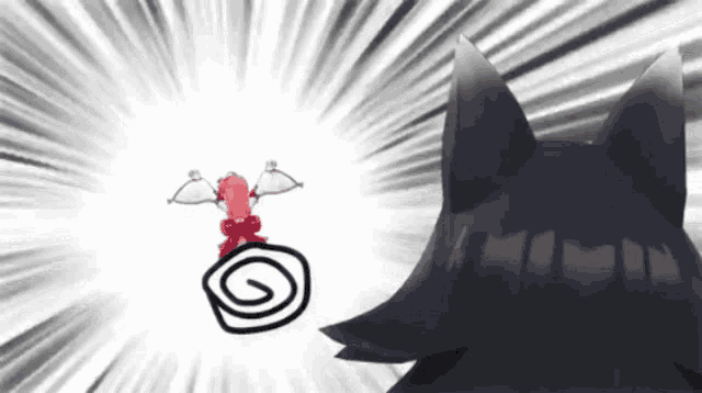 a cartoon drawing of a girl with a swirl around her