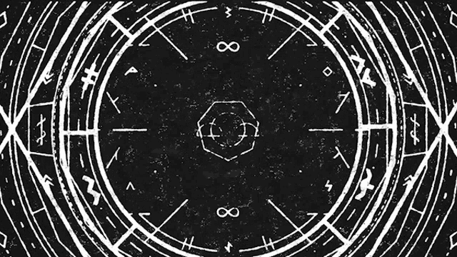a black and white drawing of a circular pattern with a star in the middle .