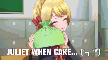 a girl holding a green bag with the words juliet when cake