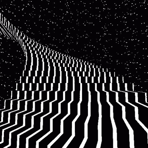 a black and white optical illusion of a staircase going up .