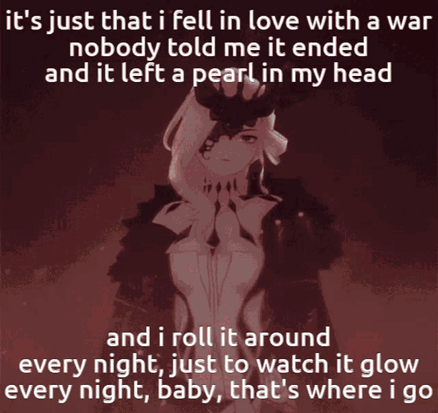 a poster that says it 's just that i fell in love with a war nobody told me it ended