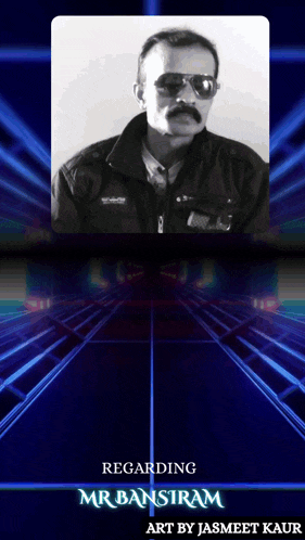 a black and white photo of a man with a mustache is titled regarding mr. bansiram