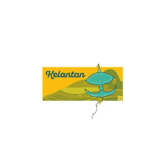 a yellow sign with the word kelantan and a kite