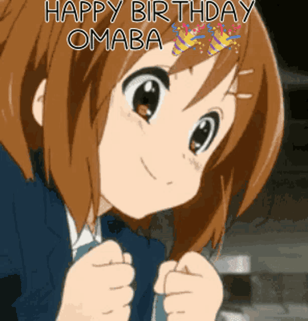 a happy birthday omaba greeting with a girl in a school uniform