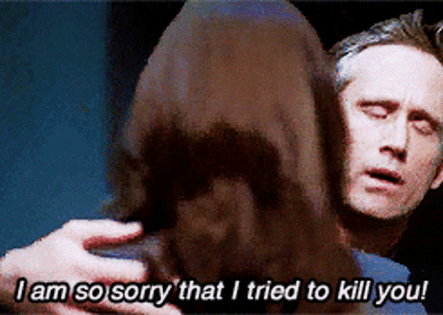 a man says i am so sorry that i tried to kill you in front of a woman