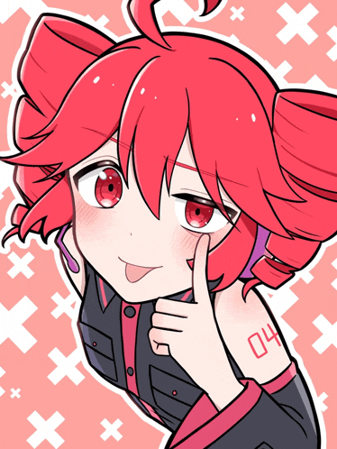 a drawing of a girl with red hair and the number 04 on her shoulder