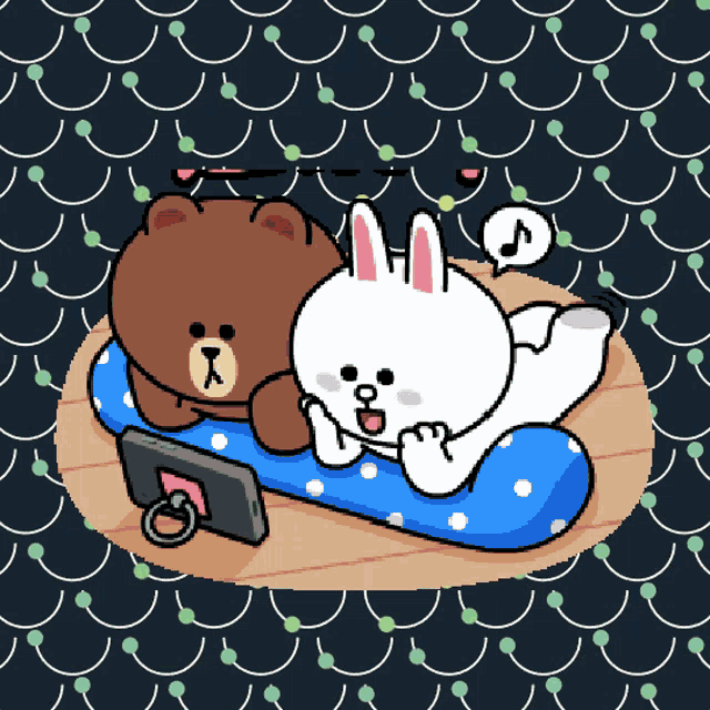 Cony And Brown Watching Tv GIF - Cony And Brown Watching Tv Bear GIFs