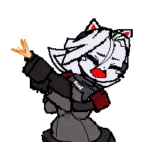 a pixel art drawing of a cat wearing a mask .