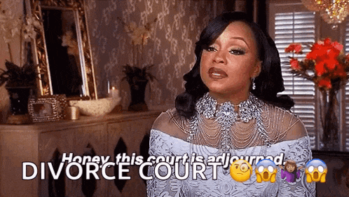 a woman in a white dress says honey this court is adjourned