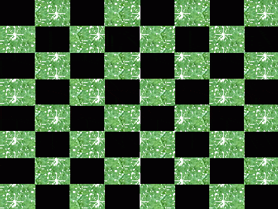 a black and white checkered pattern with green glitter