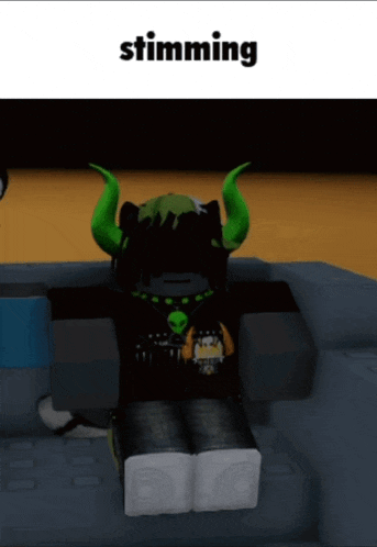 a cartoon character with green horns and the word stunning below