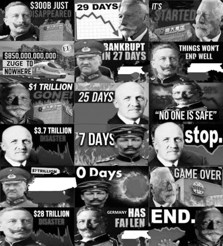 a collage of images with one that says ' germany has fallen ' at the bottom