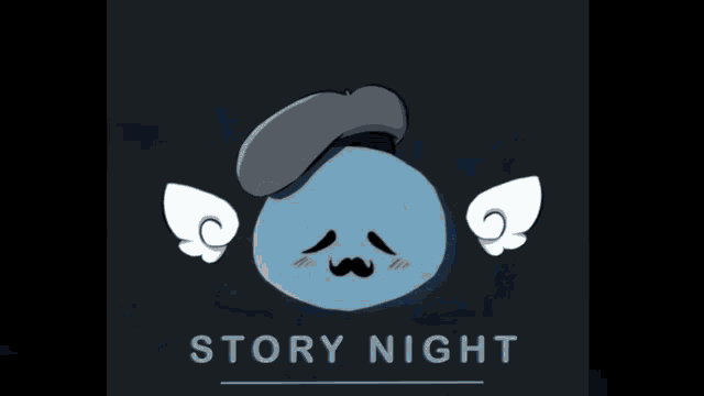 a glowing circle with the words story night written below it